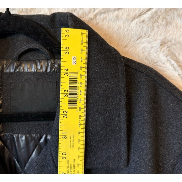 Tahari Coat Women's Size XL Wool Blend Pea Coat Lined Pockets Dark‎ Gray Black - Picture 8 of 14